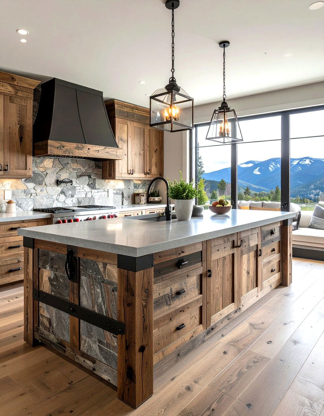 Rustic Kitchen Island - 30 L-shaped kitchen island ideas