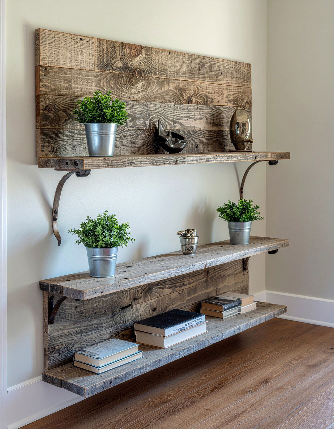 Rustic Living Room Bronze Shelving - 30 bronze accent living room ideas