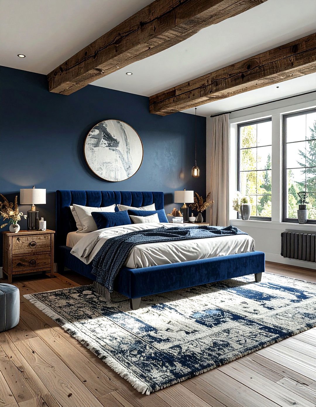 Rustic Navy Bedroom - 30 scandinavian navy bedroom ideas
