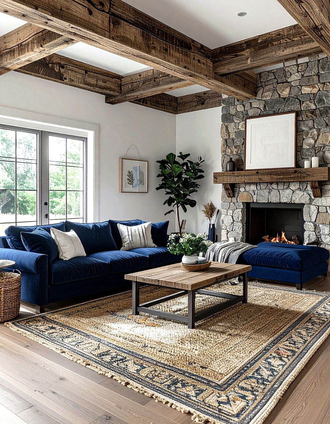 Rustic Navy Blue Living Room - 30 dark navy living room ideas