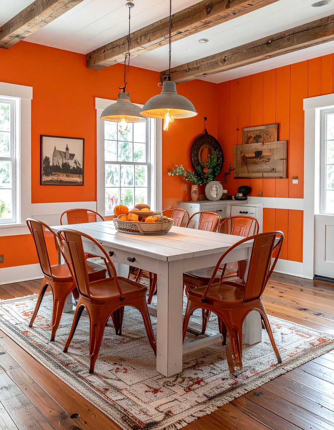 Rustic Orange And White Farmhouse Dining - 30 orange and white dining room ideas