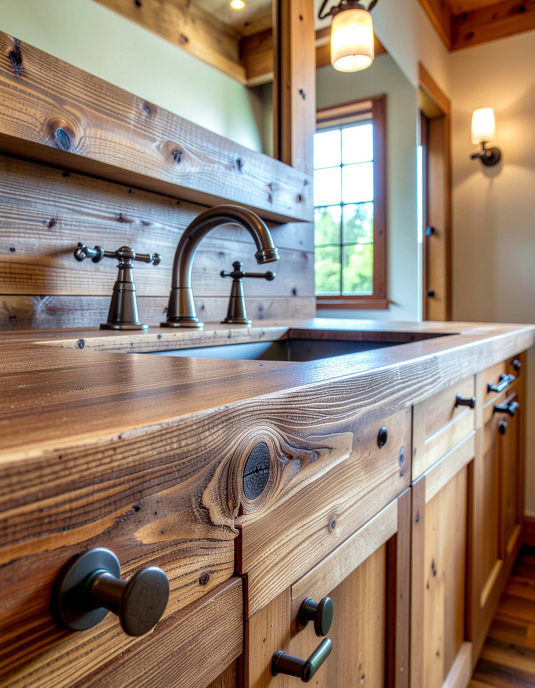 Rustic Pine Laminate - 30 laminate bathroom countertop ideas