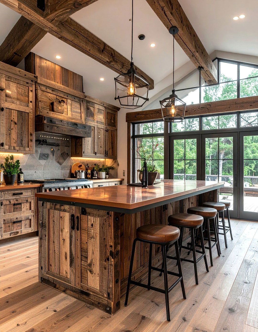 Rustic Reclaimed Wood Bar - 30 dining room built-in bar ideas