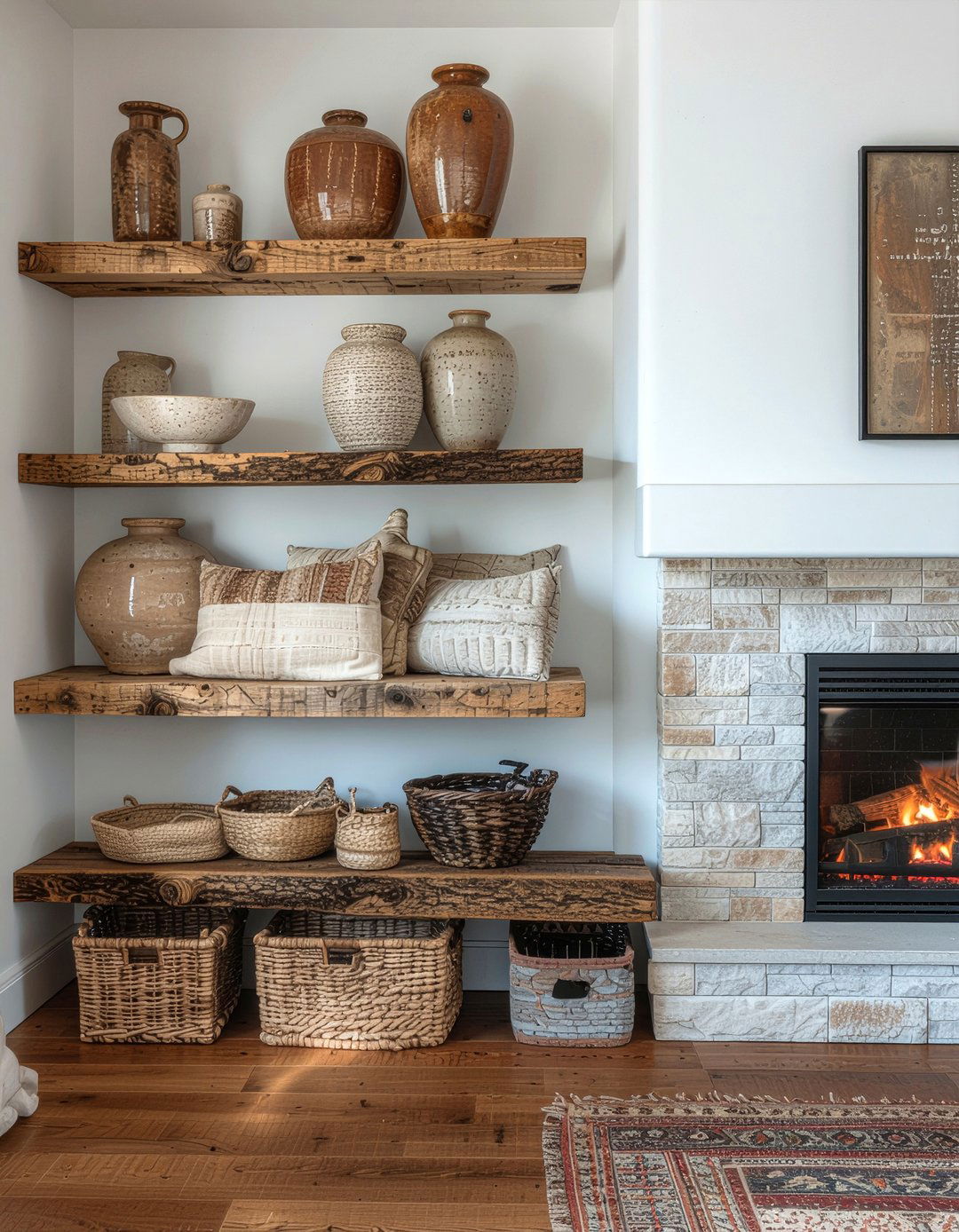 Rustic Reclaimed Wood Divider - 30 living room bookshelf dividers