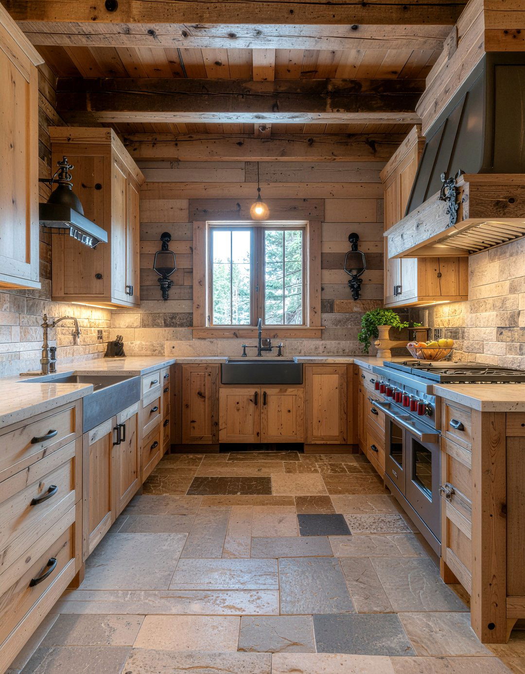 Rustic Reclaimed Wood Kitchen - 30 panel-ready refrigerator kitchen ideas