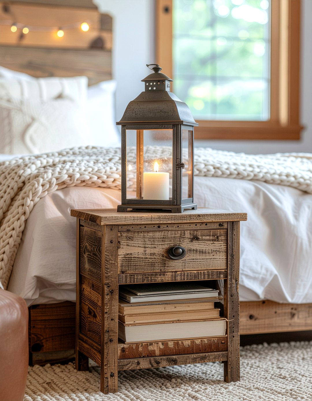 Rustic Reclaimed Wood Nightstand - 30 bedroom wall mounted nightstands
