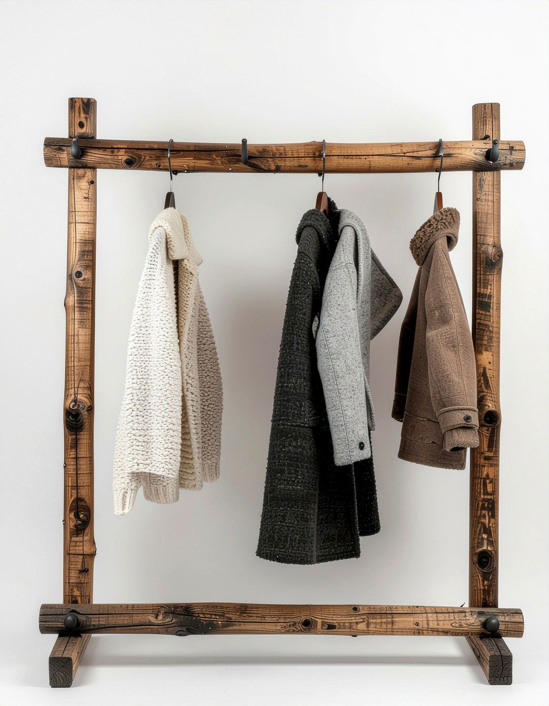 Rustic Reclaimed Wood Rack - 30 entryway coat rack ideas