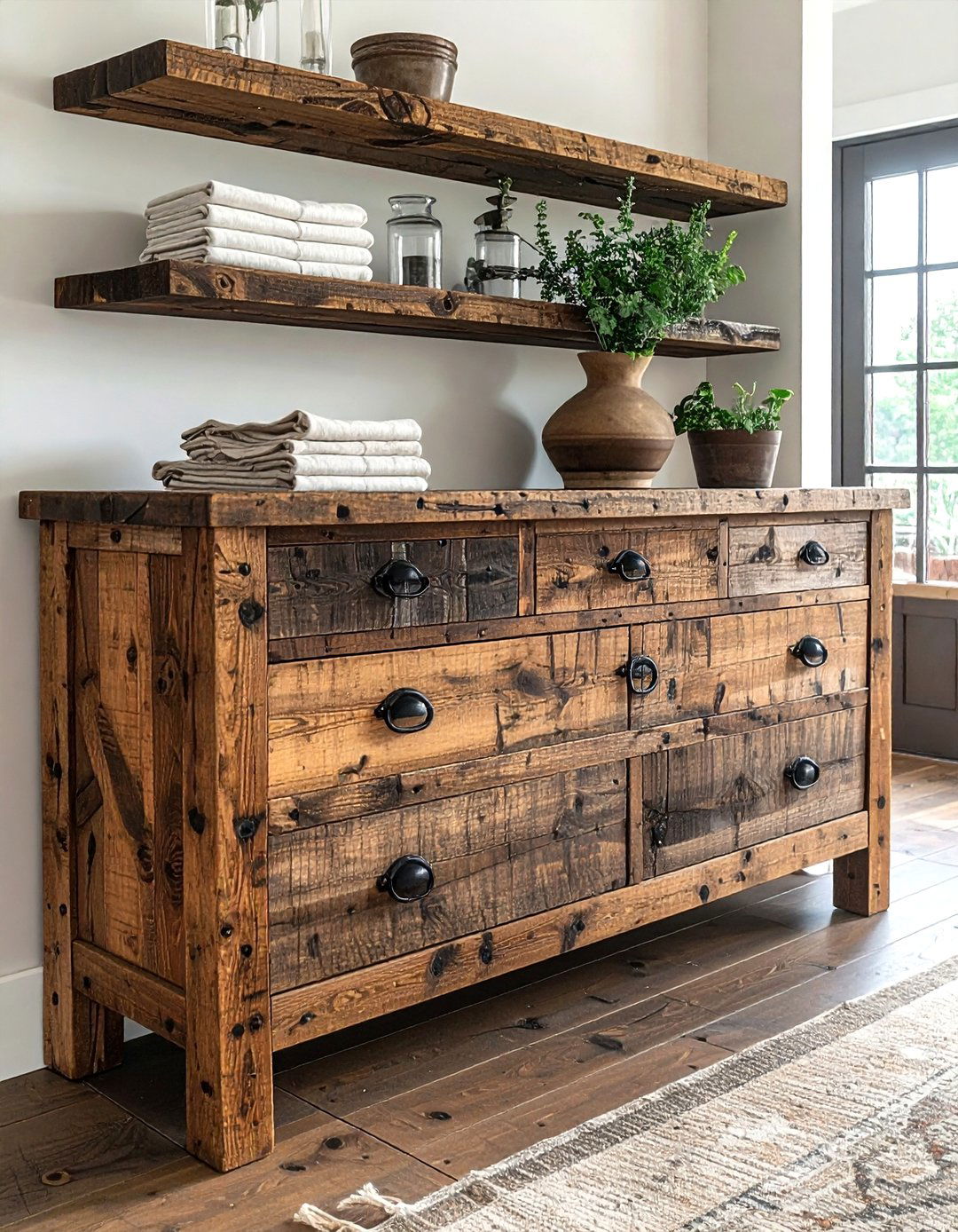 Rustic Reclaimed Wood Sideboard - 30 dining room sideboard ideas