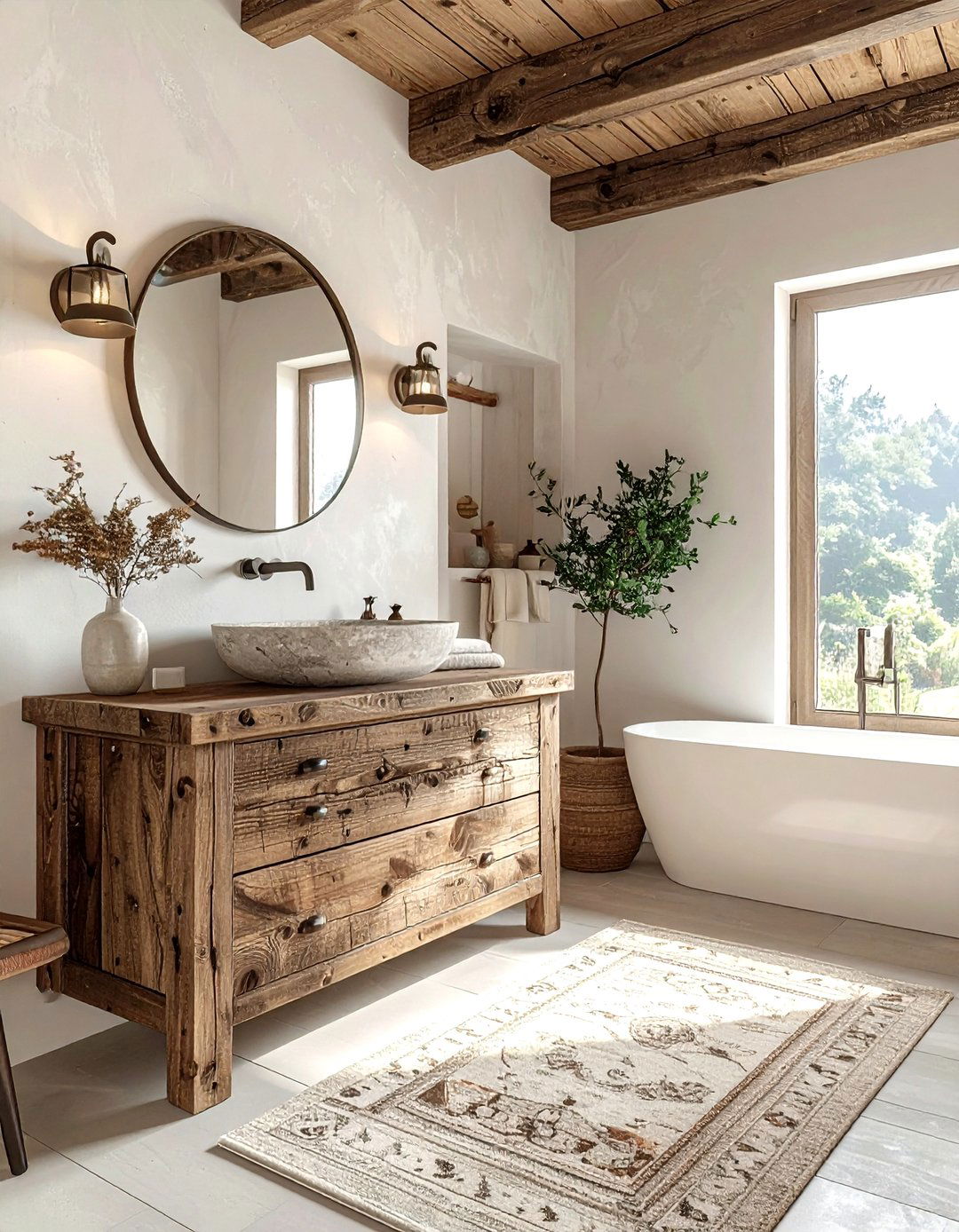Rustic Reclaimed Wood Vanity - 30 single vanity ideas