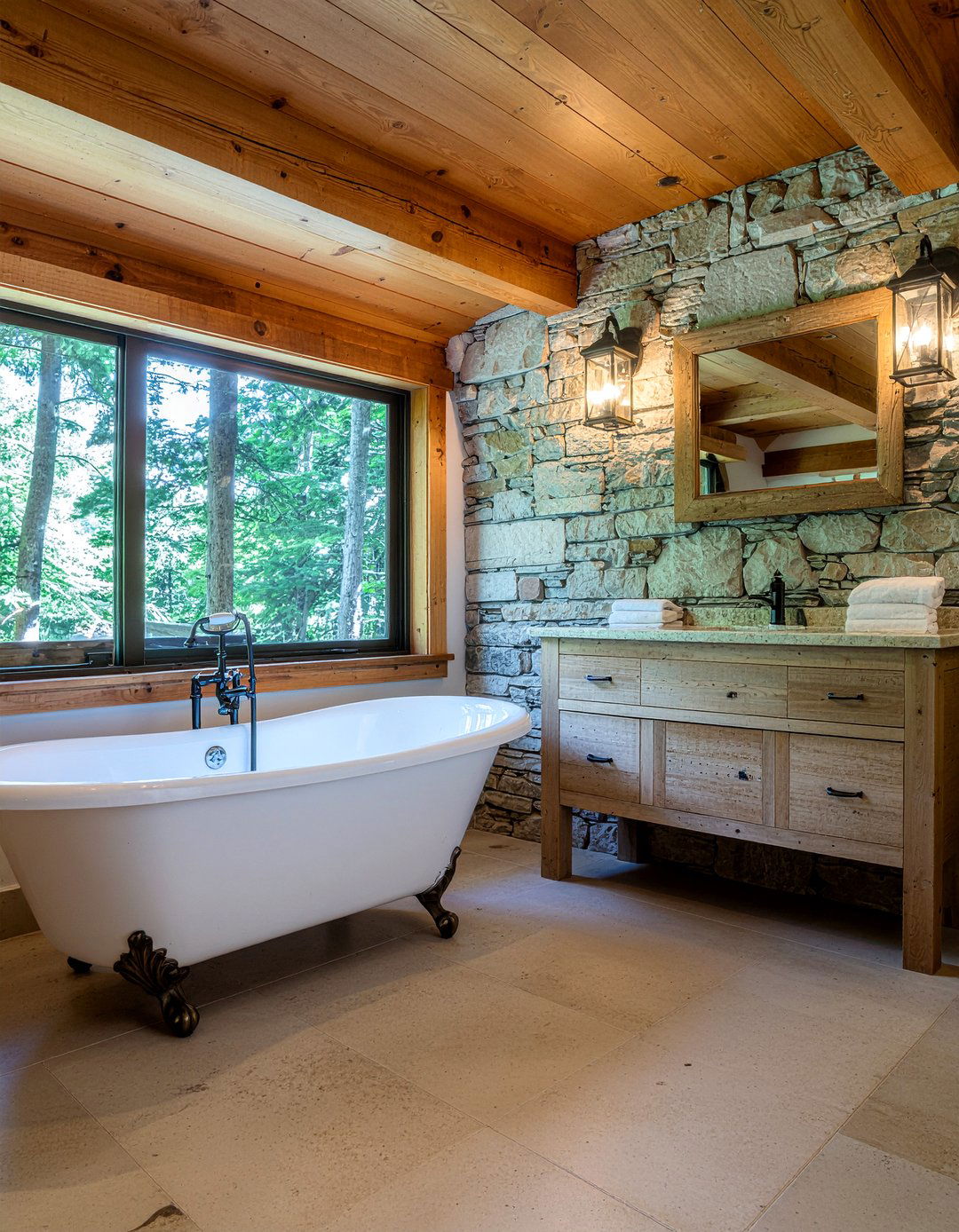 Rustic River Rock Bathroom - 30 river rock bathroom ideas