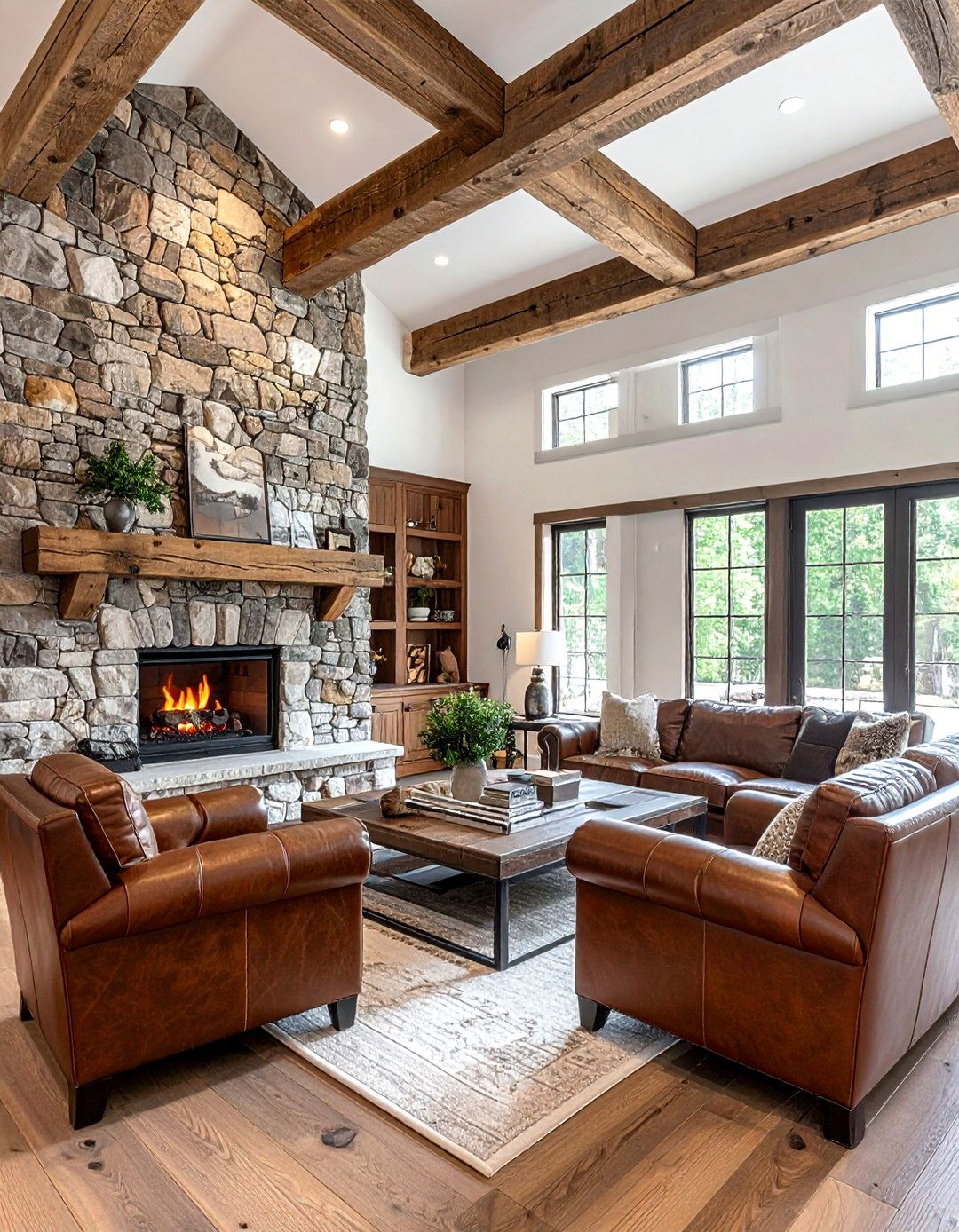 Rustic Stone Living Room - 30 natural living room ideas