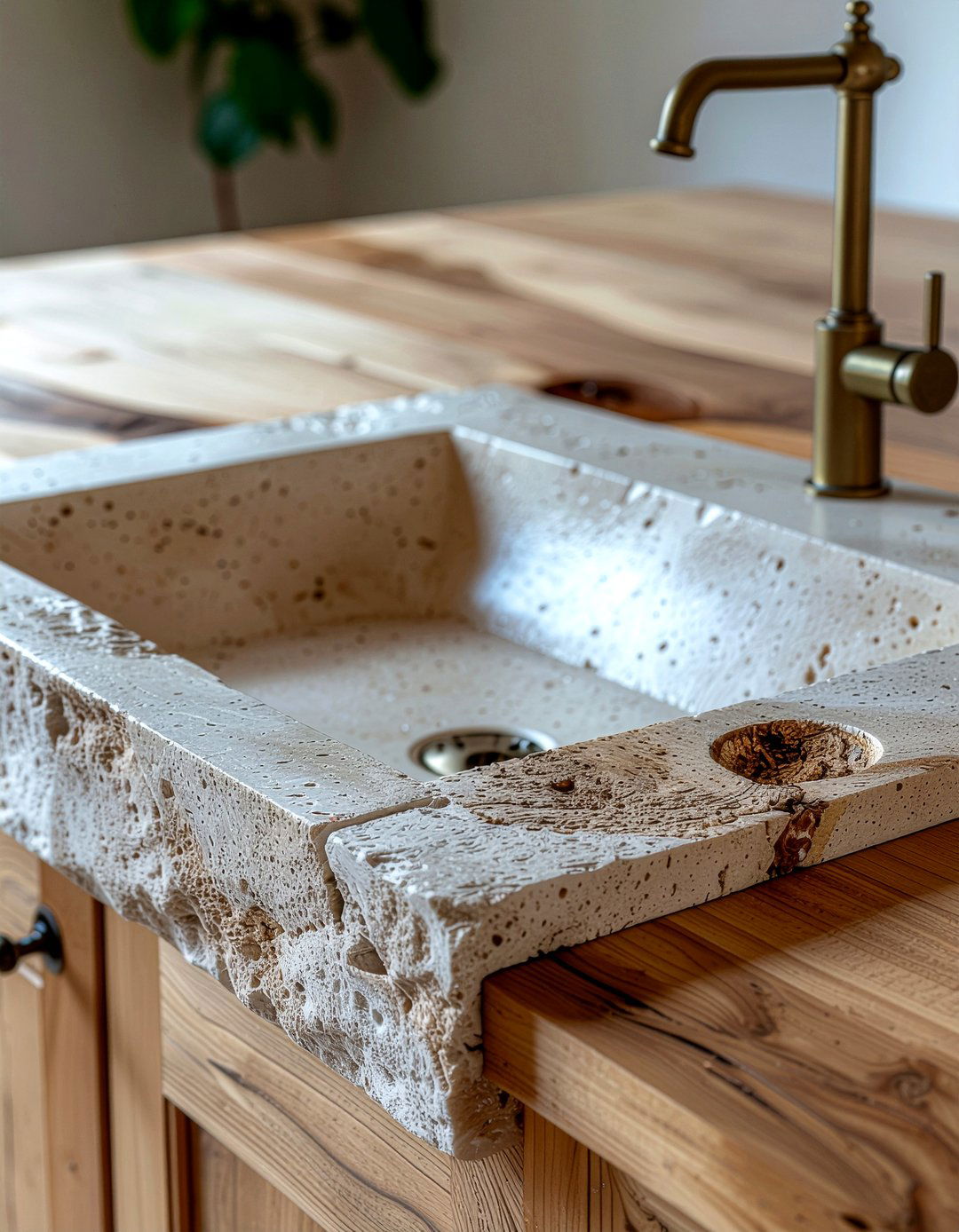 Rustic Stone Single Bowl Sink - 30 single bowl sink kitchen ideas