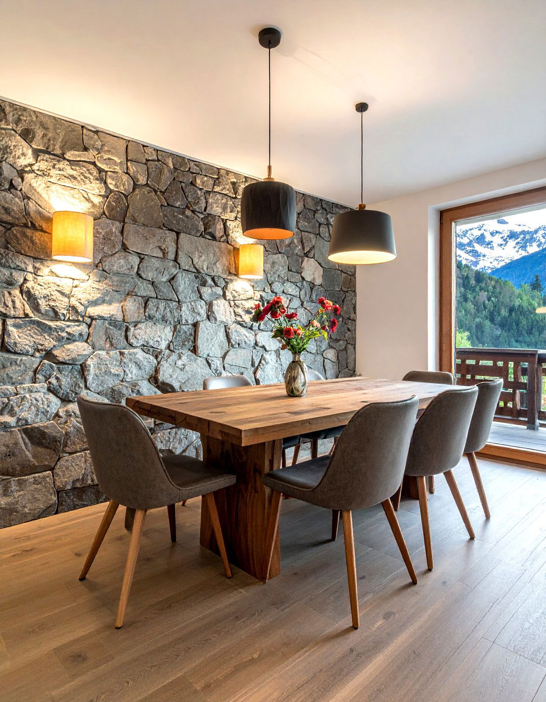 Rustic Stone Wall Interior - 30 Swiss dining room ideas