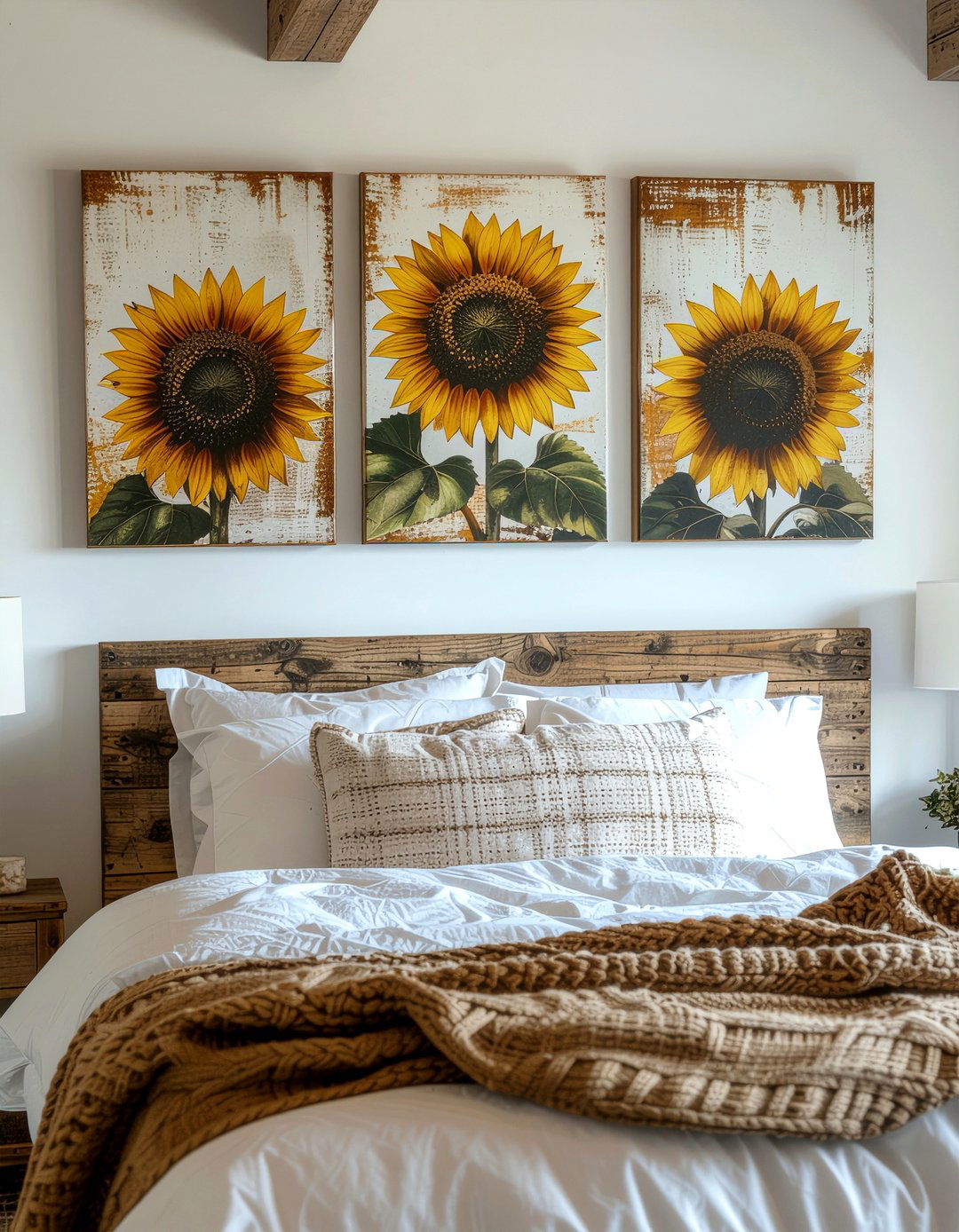 Rustic Sunflower Wall Art - 30 sunflower bedroom ideas