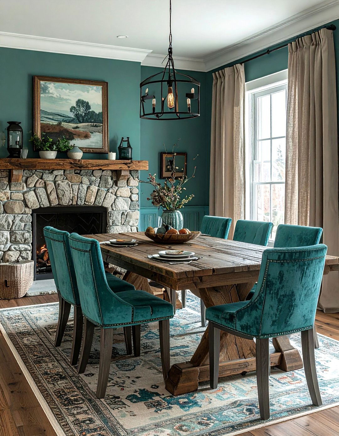 Rustic Teal Dining Room - 30 cool teal dining room ideas