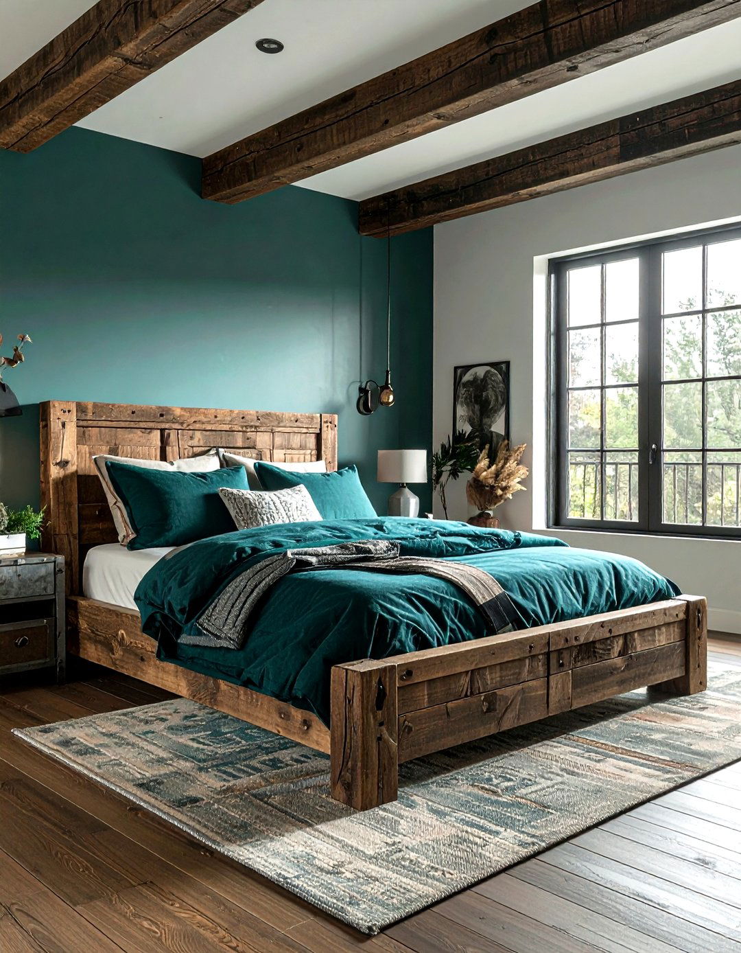 Rustic Teal Industrial Bedroom - 30 industrial teal bedroom ideas