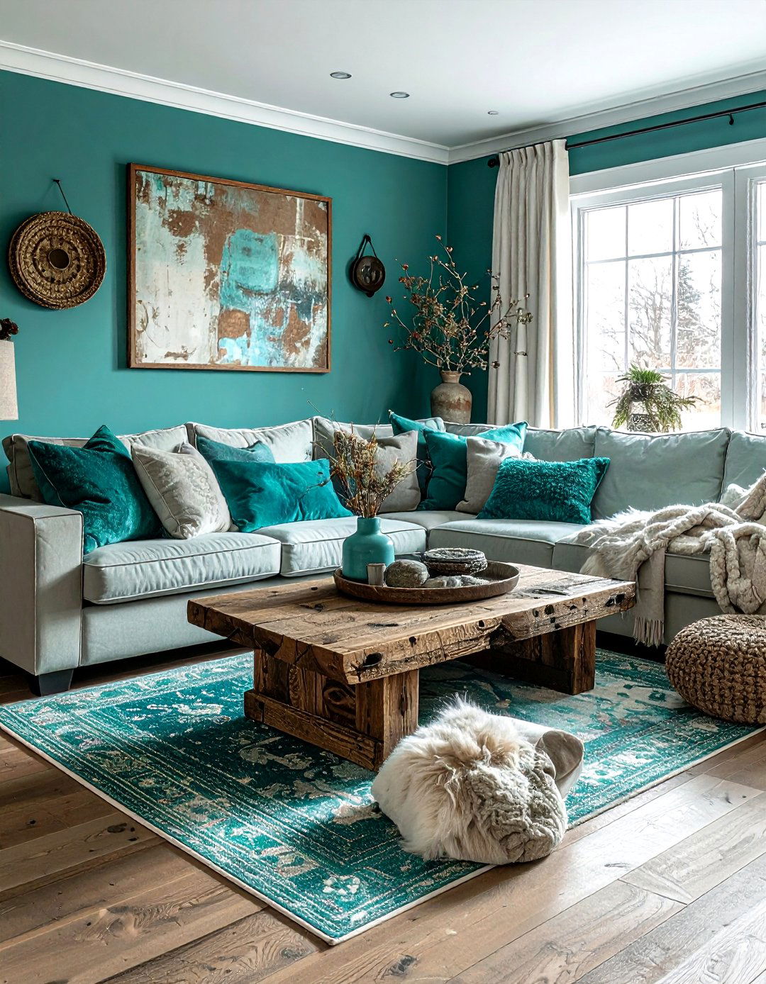 Rustic Teal Living Room - 30 cool teal living room ideas
