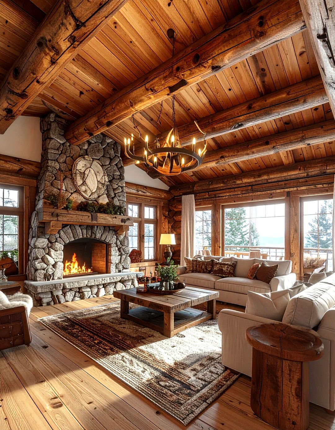 Rustic Timber Barrel Ceiling - 30 living room barrel ceiling ideas