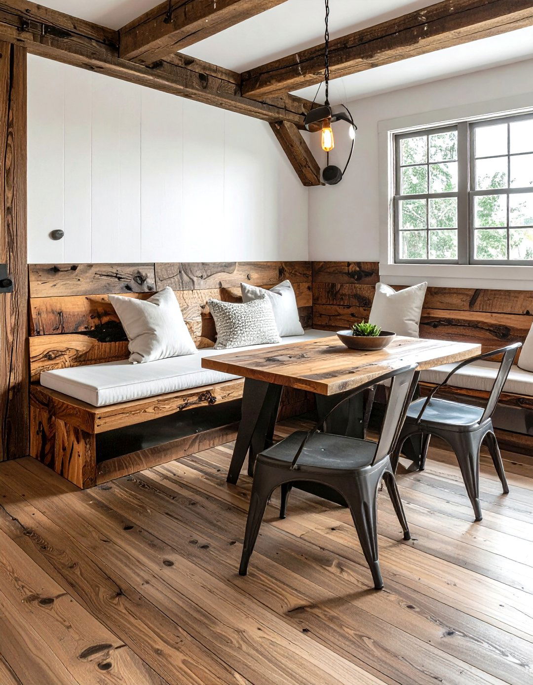 Rustic Timber Corner Seating - 30 corner dining area ideas
