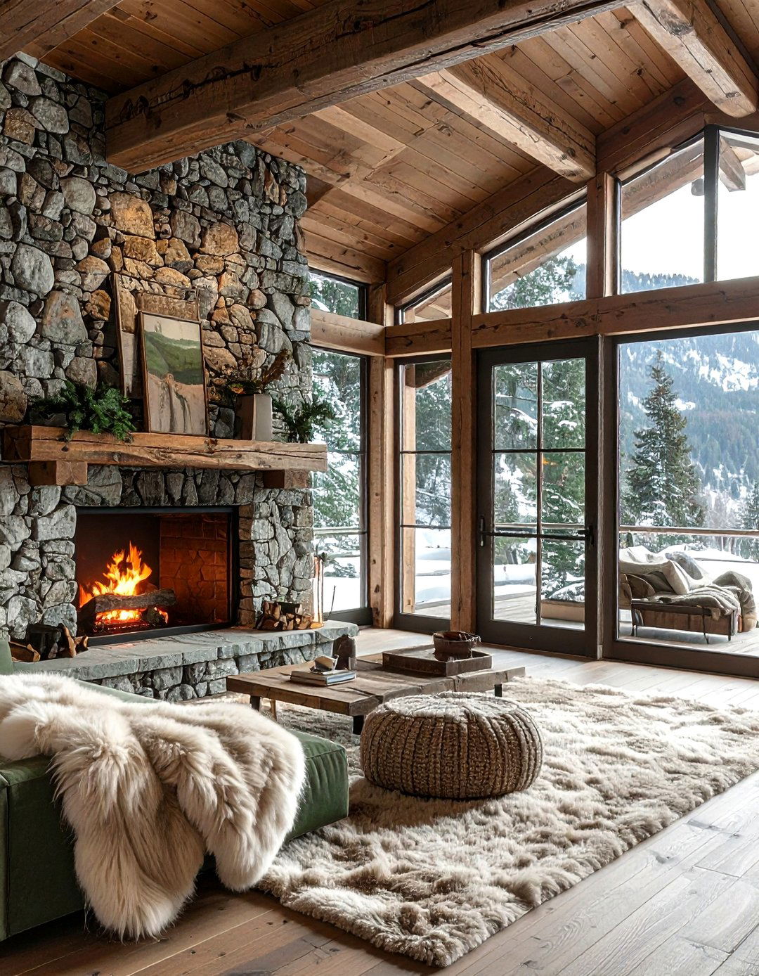 Rustic Timber Door - 30 living room patio doors