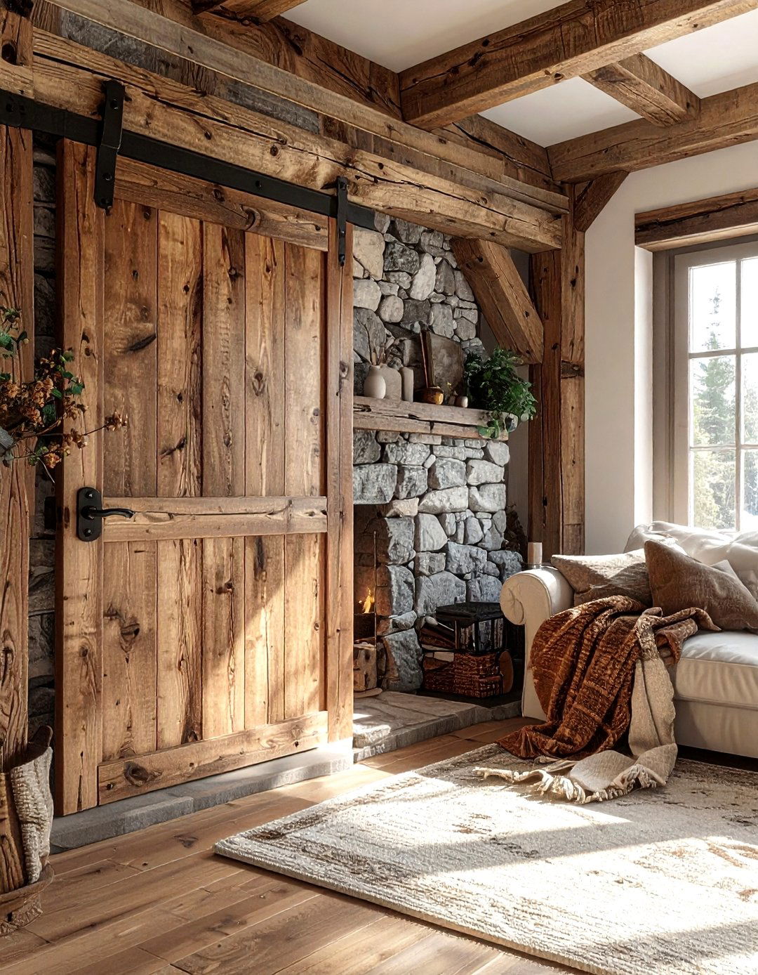 Rustic Timber Door - 30 living room door ideas