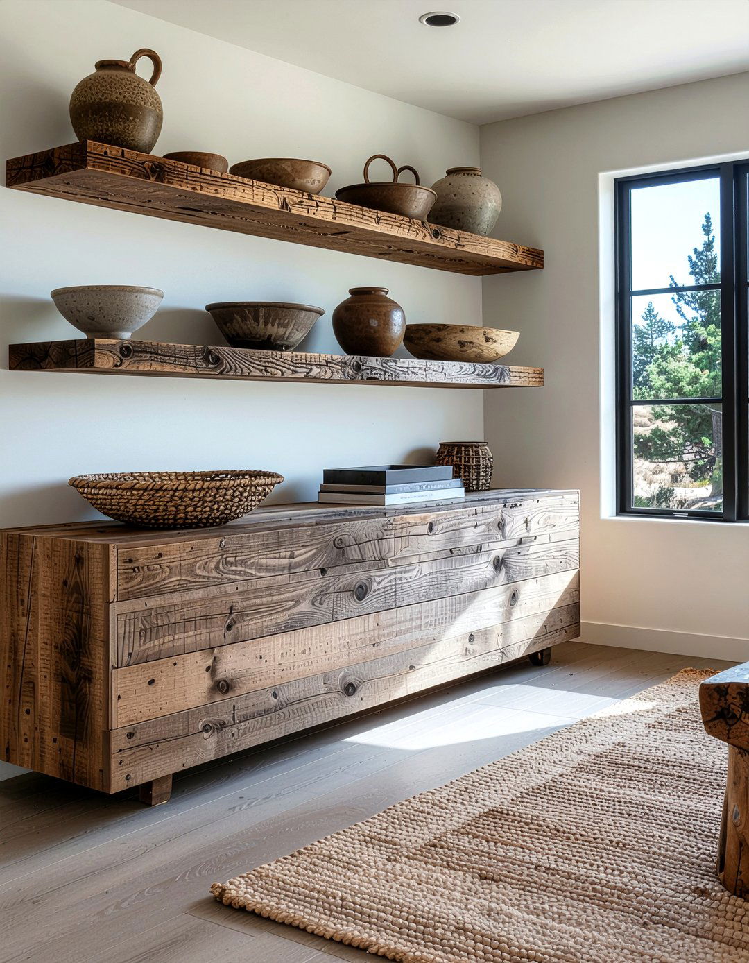 Rustic Timber TV Stand - 30 living room southwestern furniture ideas