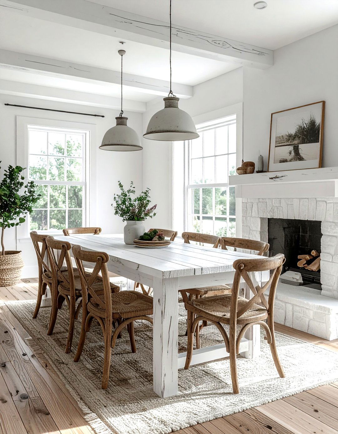 Rustic White Dining Room - 30 all white dining room ideas