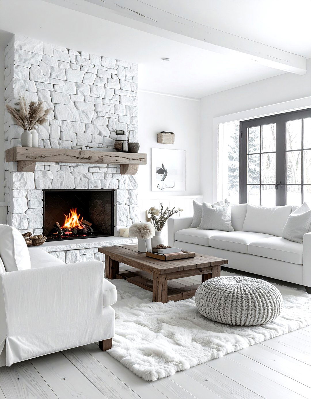 Rustic White Living Room - 30 white living room decor ideas