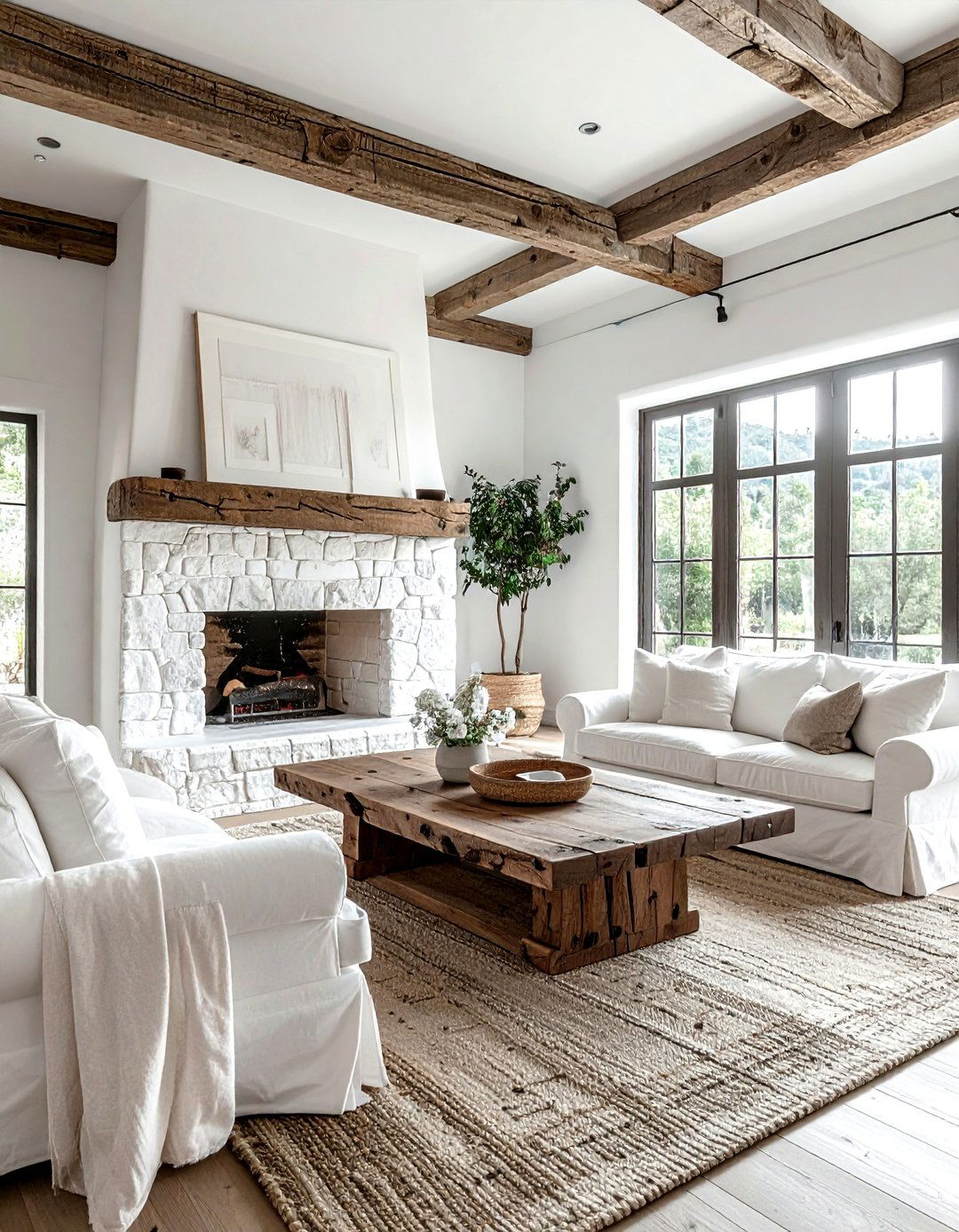 Rustic White Living Room - 30 white living room design ideas