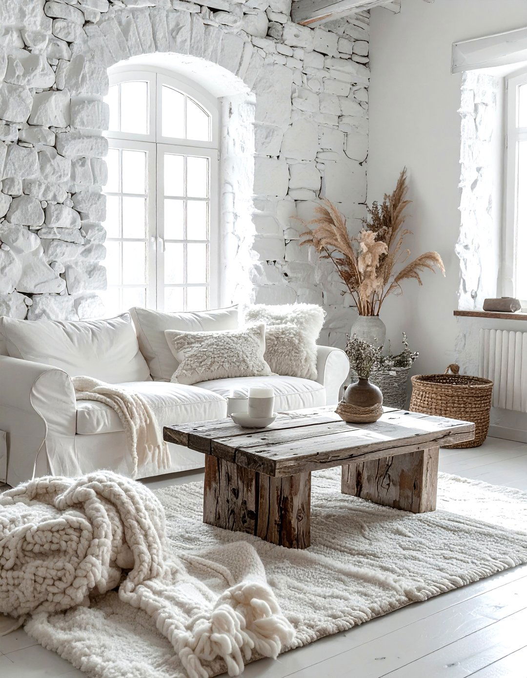Rustic White Living Room - 30 bright white living room ideas