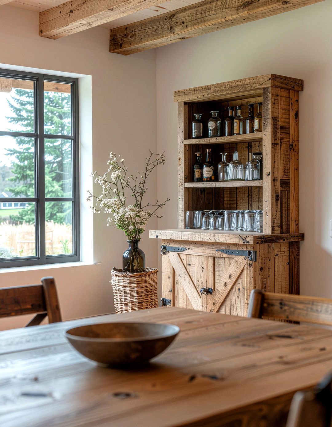 Rustic Wood Bar Cabinet - 30 dining room liquor cabinet ideas