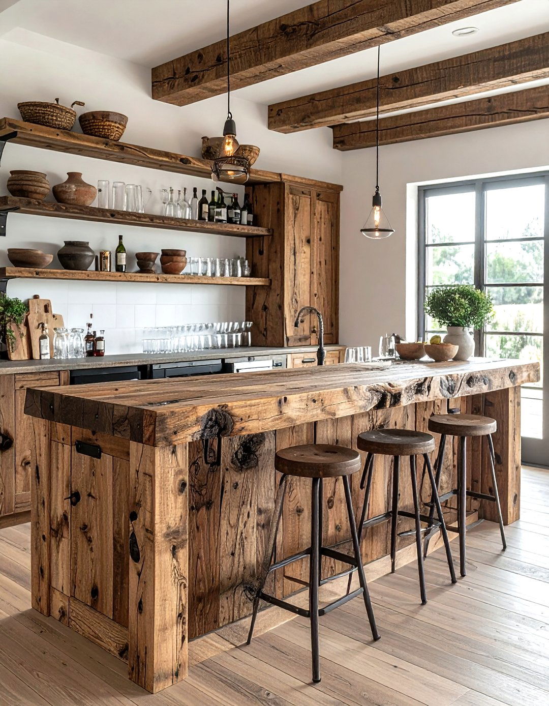 Rustic Wood Bar - 30 dining room bar ideas