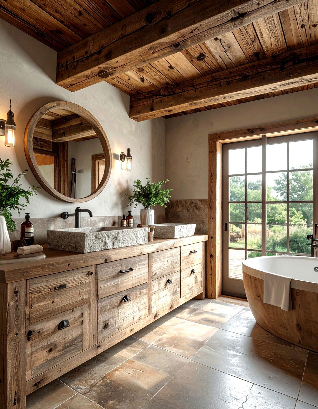 Rustic Wood Bathroom - 30 warm brown bathroom ideas