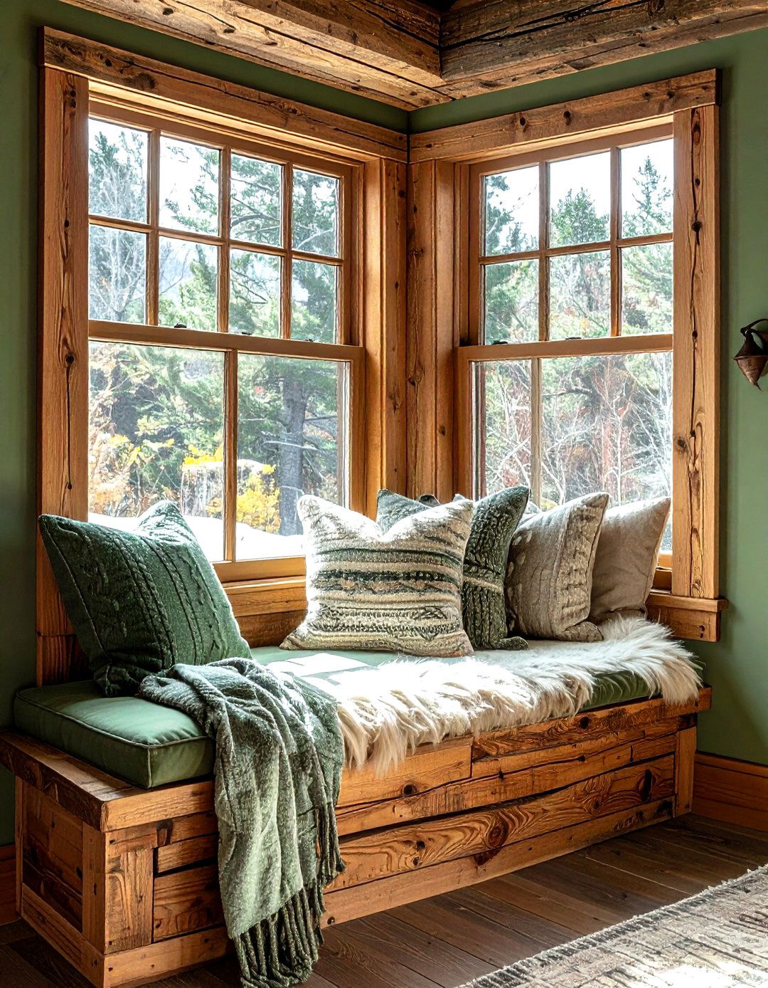 Rustic Wood Bay Window - 30 living room bay window ideas