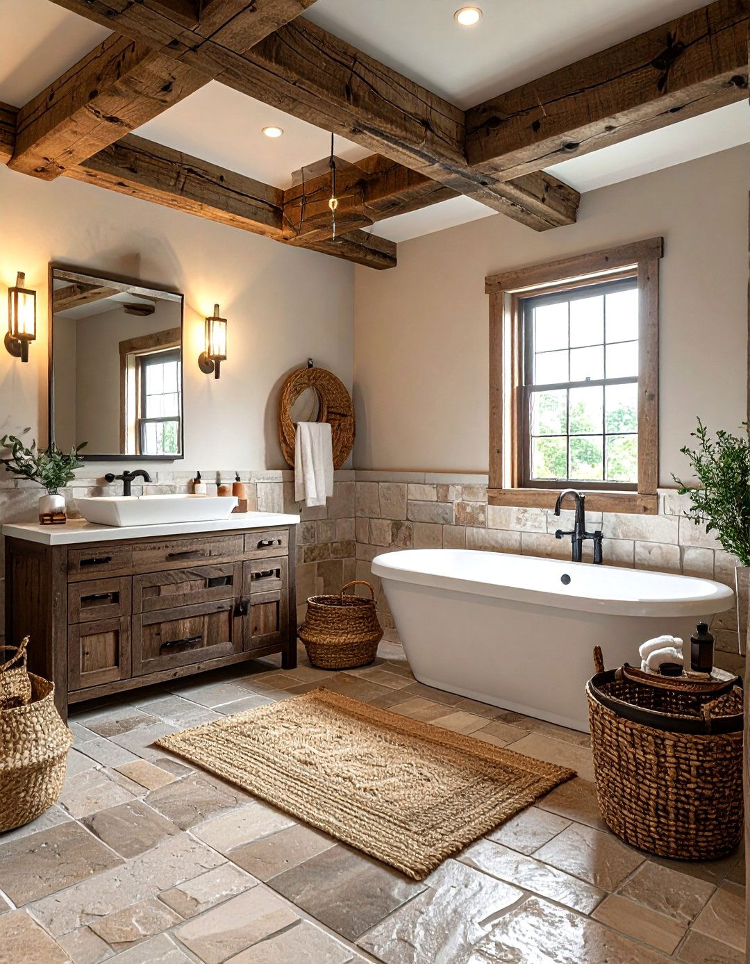 Rustic Wood Beam Lighting - 30 bathroom lamp ideas