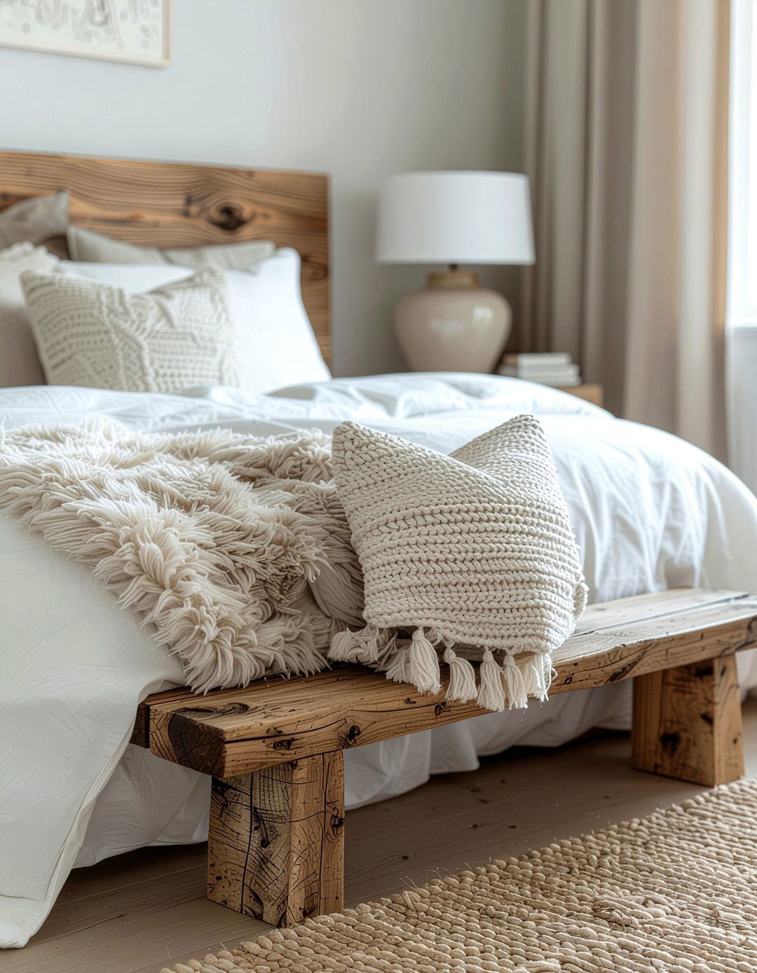 Rustic Wood Bench - 30 bedroom reclaimed wood furniture ideas