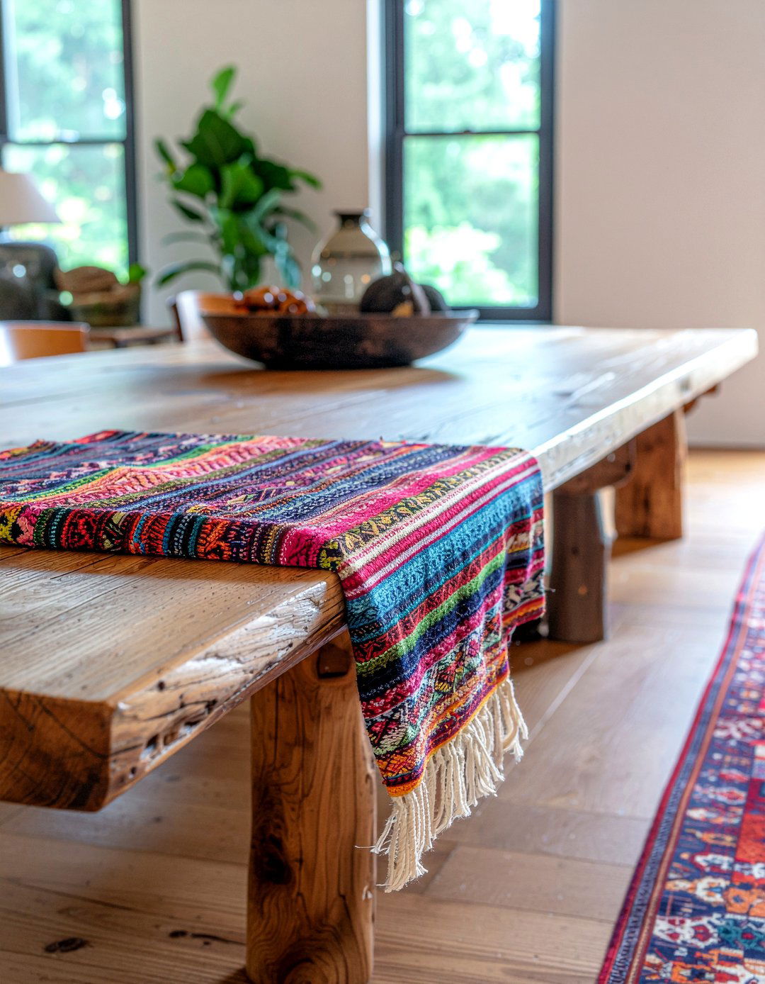 Rustic Wood Bench - 30 Peruvian dining room ideas