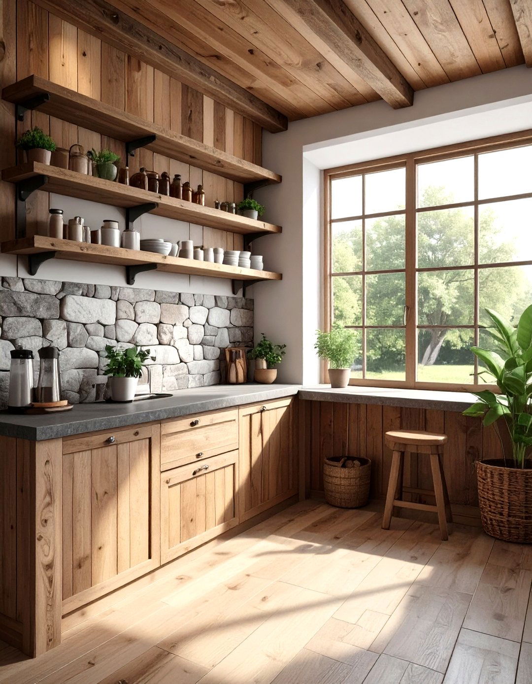 Rustic Wood Beverage Nook - 30 kitchen beverage center ideas