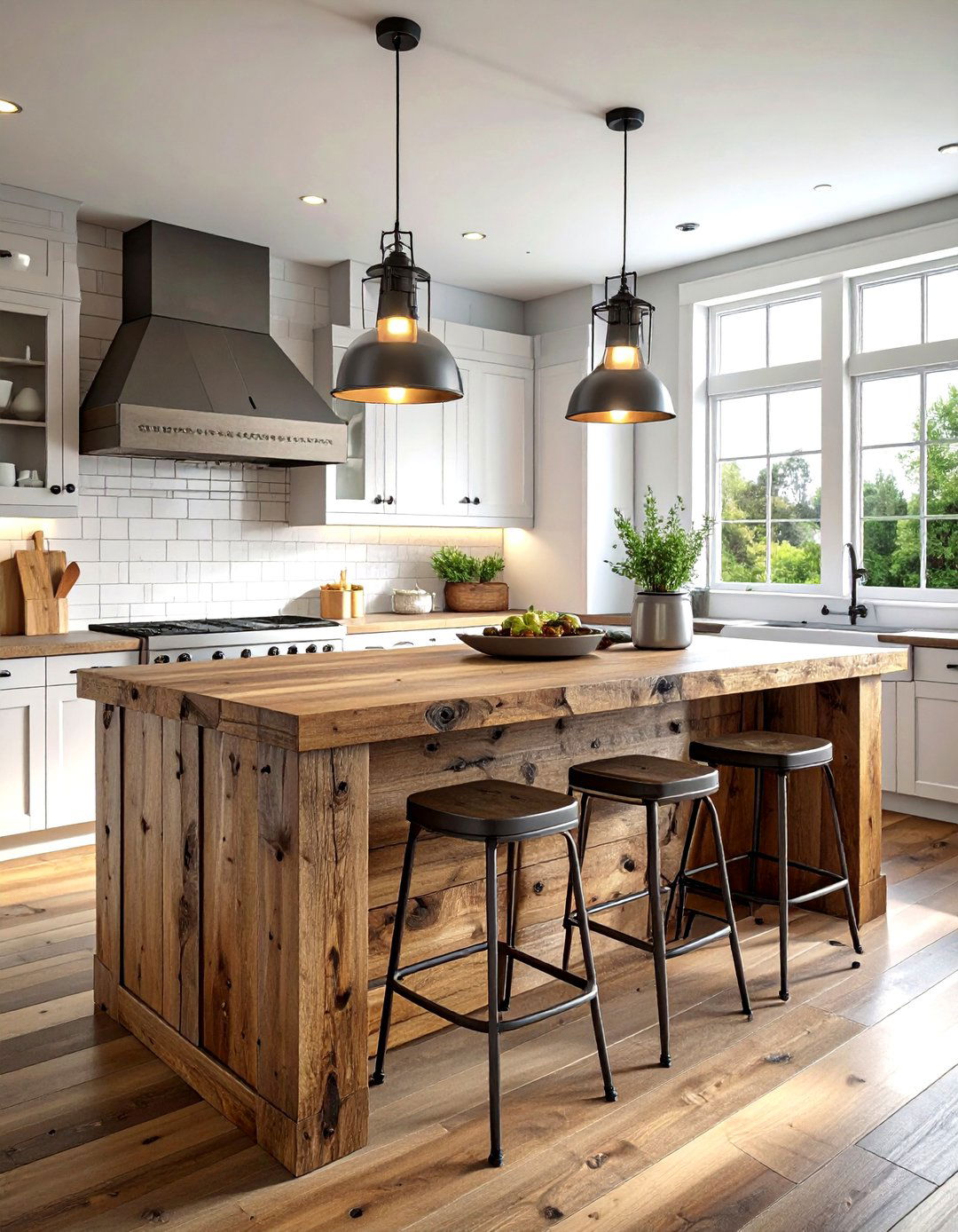 Rustic Wood Breakfast Bar - 30 kitchen bar ideas