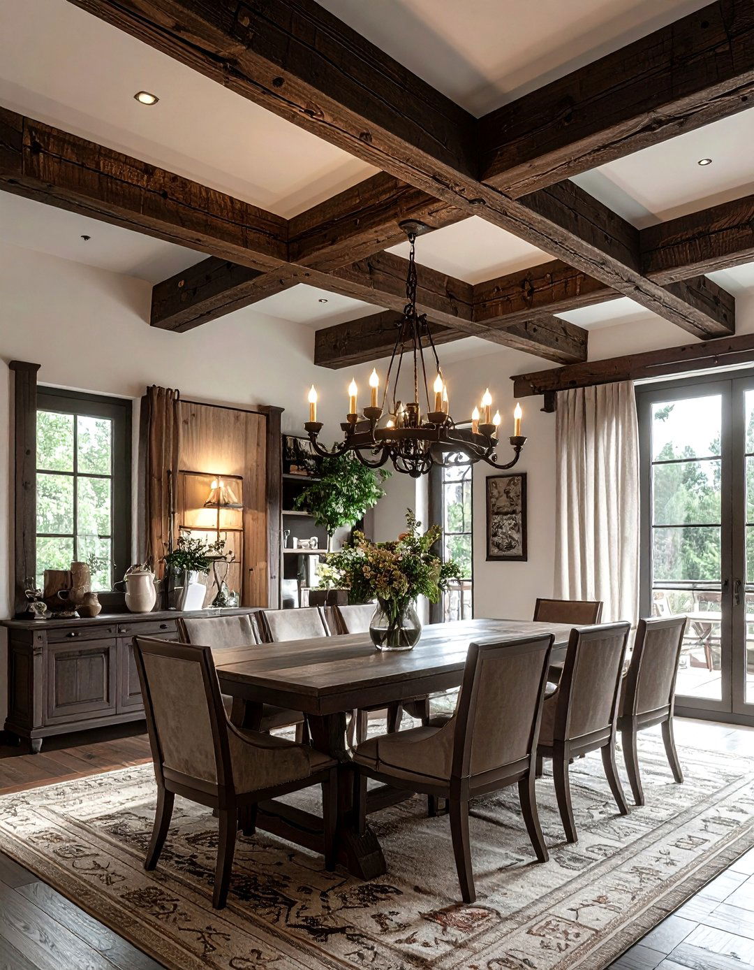 Rustic Wood Ceiling Beams - 30 château dining room ideas