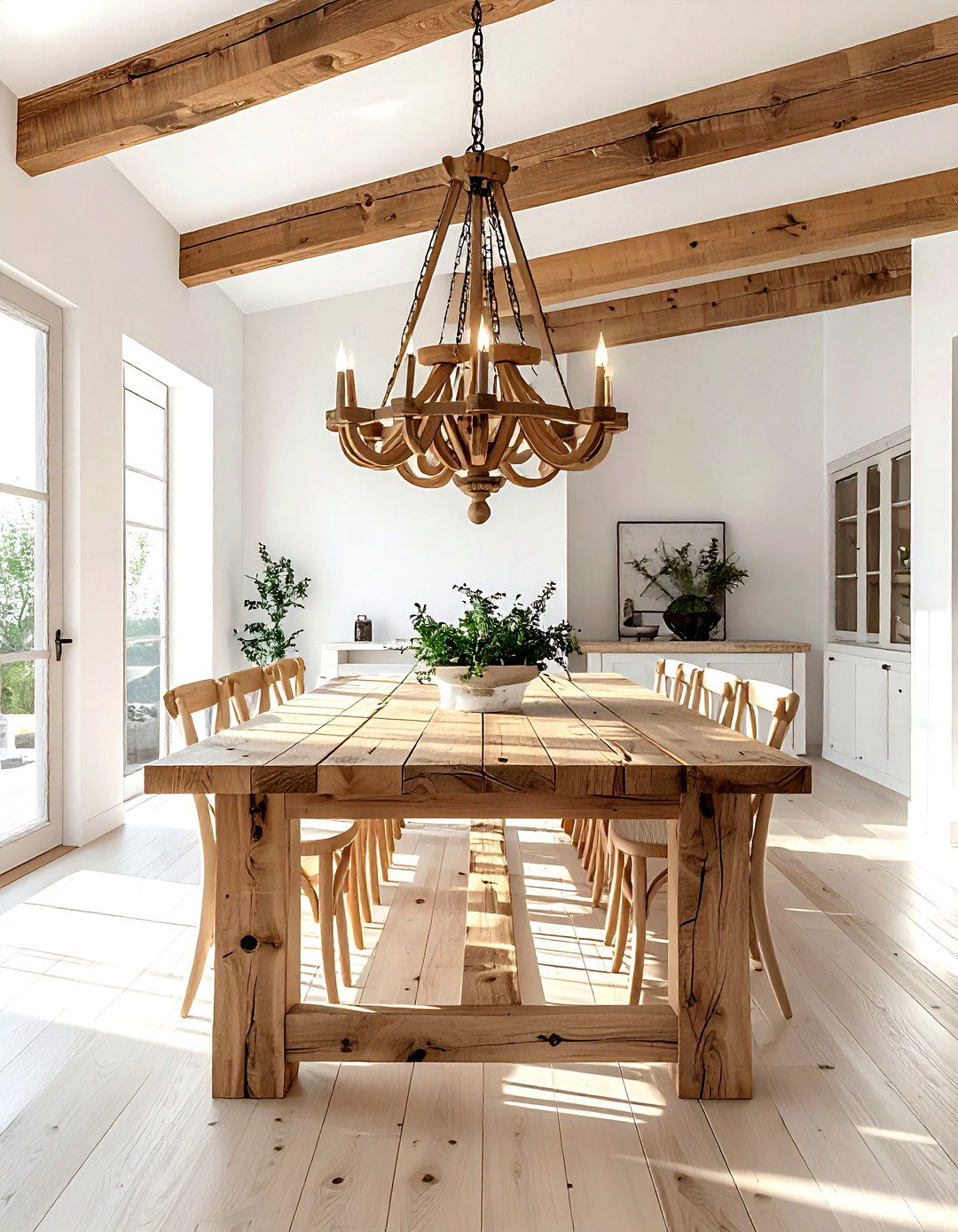 Rustic Wood Chandelier - 30 wood accent dining room ideas