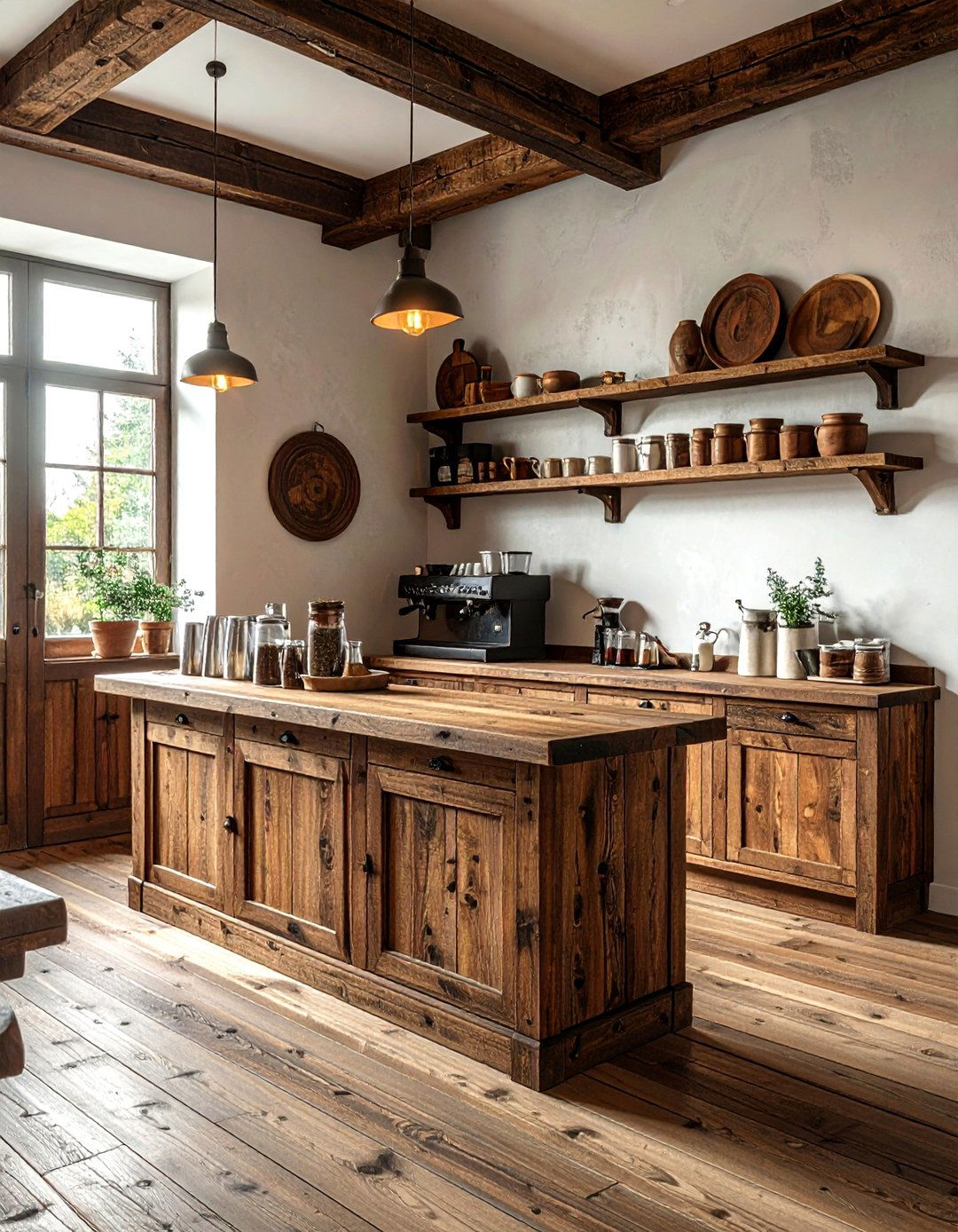 Rustic Wood Coffee Bar - 30 kitchen coffee nook ideas