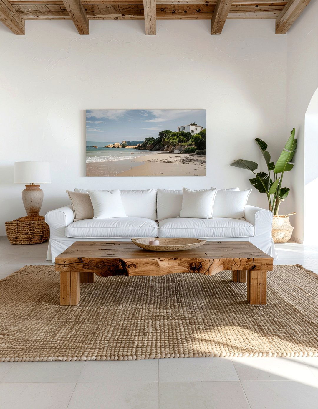 Rustic Wood Coffee Table - 30 living room Mediterranean furniture ideas