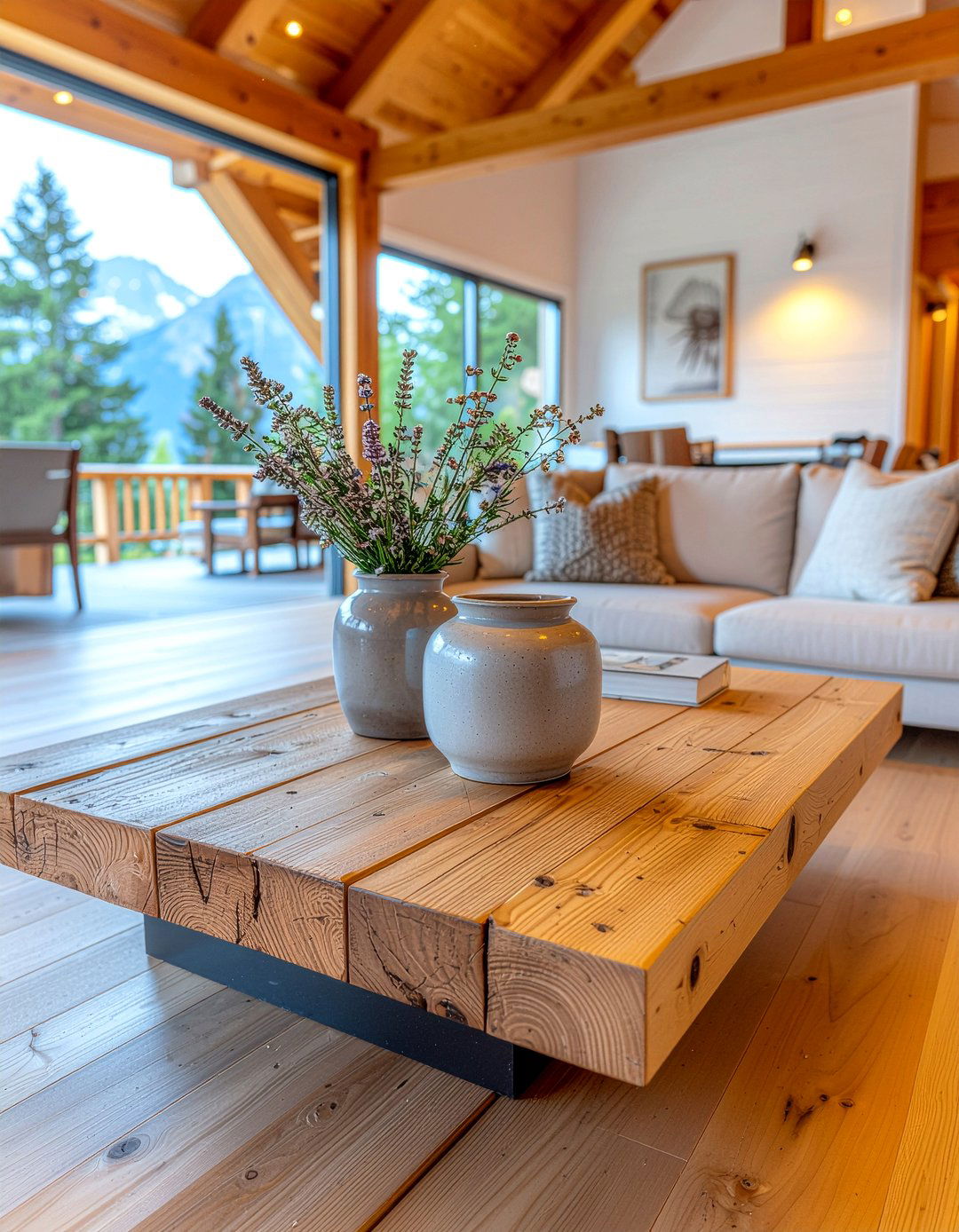 Rustic Wood Coffee Table - 30 living room mountain furniture ideas