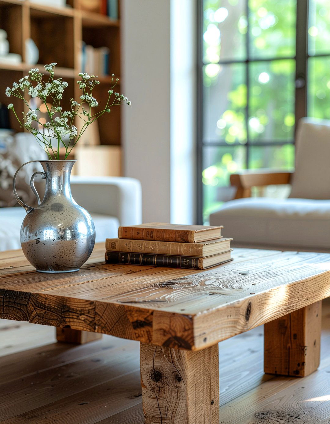 Rustic Wood Coffee Table - 30 shabby chic living room ideas