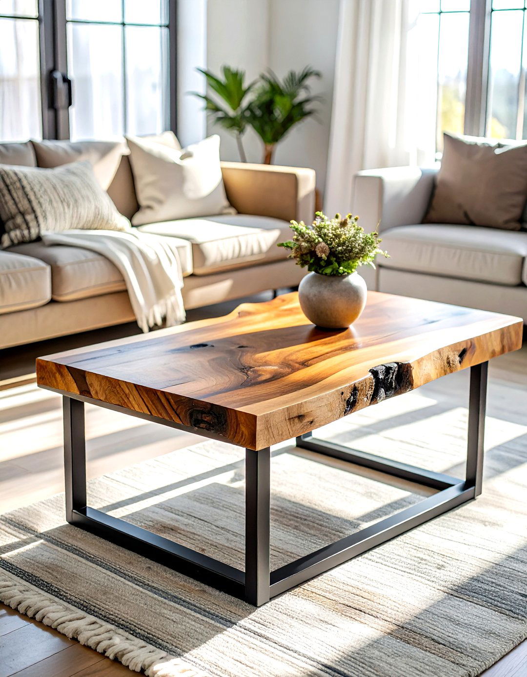 Rustic Wood Coffee Table - 30 warm decor ideas