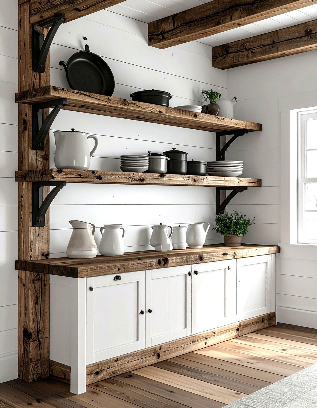 Rustic Wood Corner Shelves - 30 kitchen corner shelving ideas