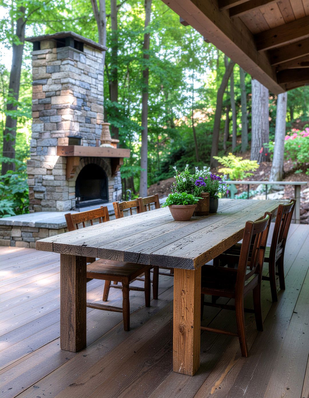 Rustic Wood Deck - 30 outdoor dining area ideas