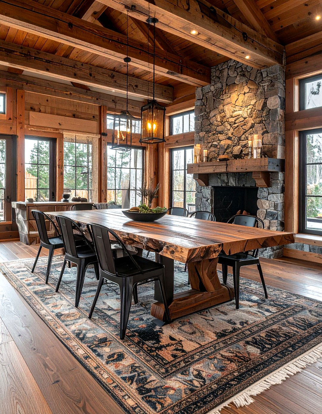 Rustic Wood Dining Room - 30 show home dining room ideas