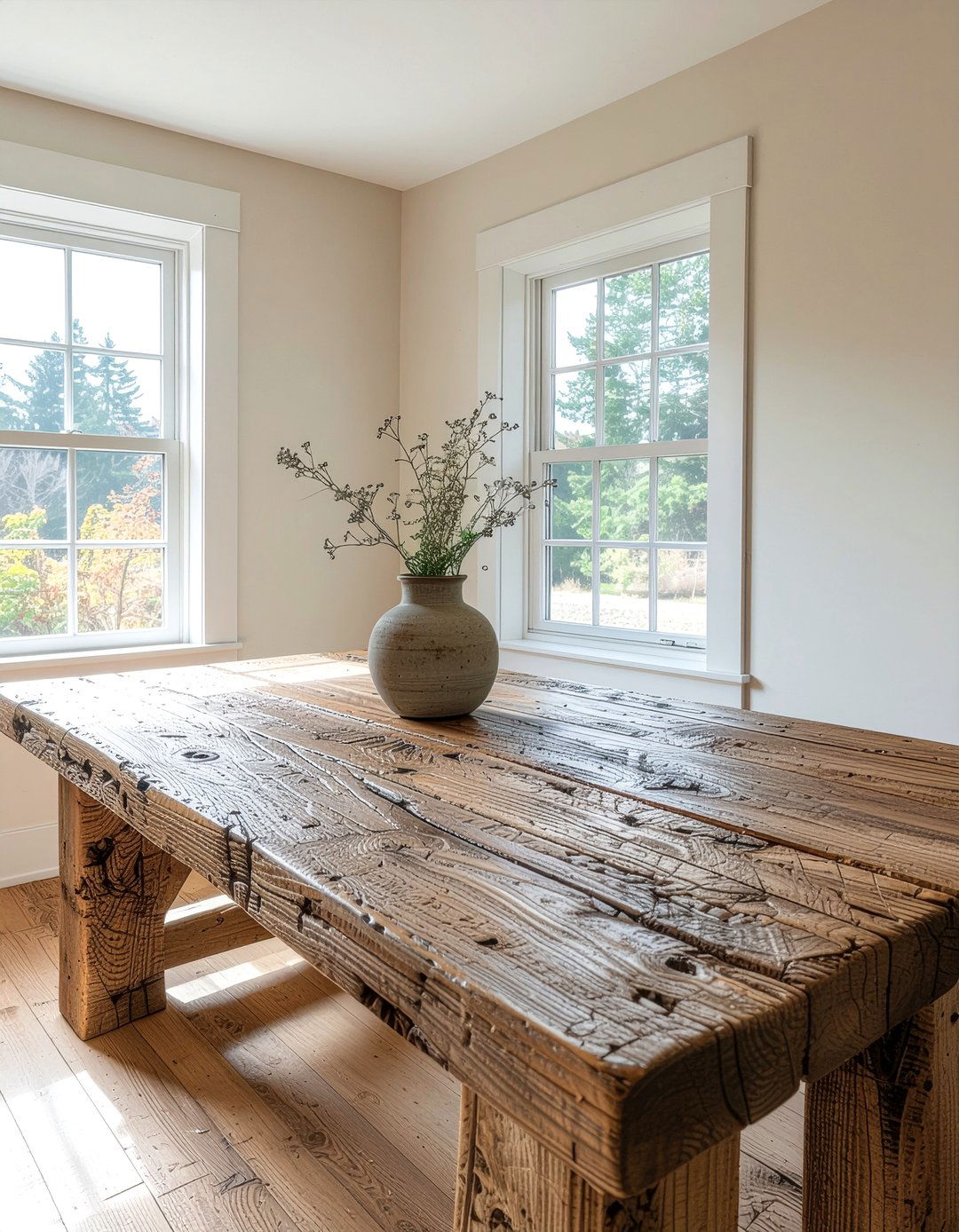 Rustic Wood Dining Table - 30 farmland dining room ideas